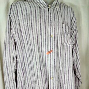 Tommy Bahama 100% Linen Relax Comfortcore Striped Oversized Shirt Men's XXL